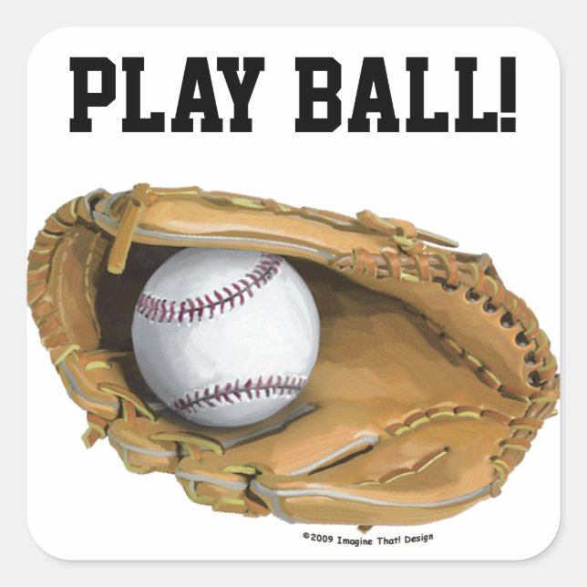 Baseball Glove Quadratischer Aufkleber (Vorderseite)