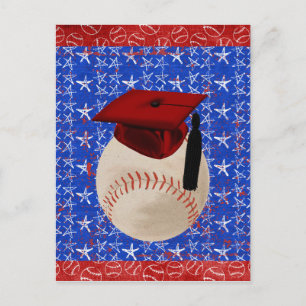 Baseball-Graduierungskappe, Sterne, rot, weiß, bla Ankündigungspostkarte