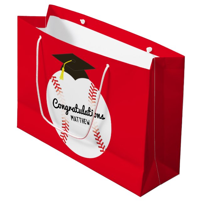 Baseball Graduierungsparty Sport Große Geschenktüte (Vorderseite Schrägansicht)