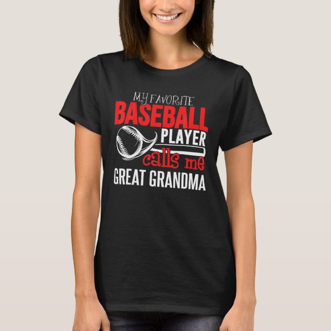 Baseball Great Oma Mein Lieblingsspieler ruft mich T-Shirt (Vorderseite)