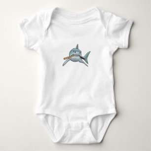 Baseball-Hai mit Baseballschläger Baby Strampler