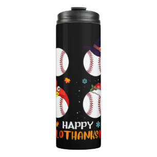 Baseball Halloween And Merry Christmas Happy Thermosbecher