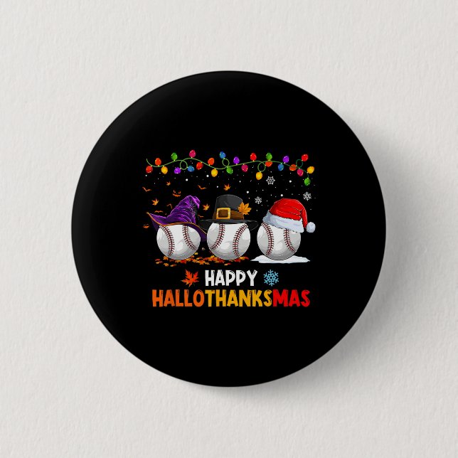 Baseball Halloween Erntedank Weihnachtsfeiertag Button (Vorderseite)