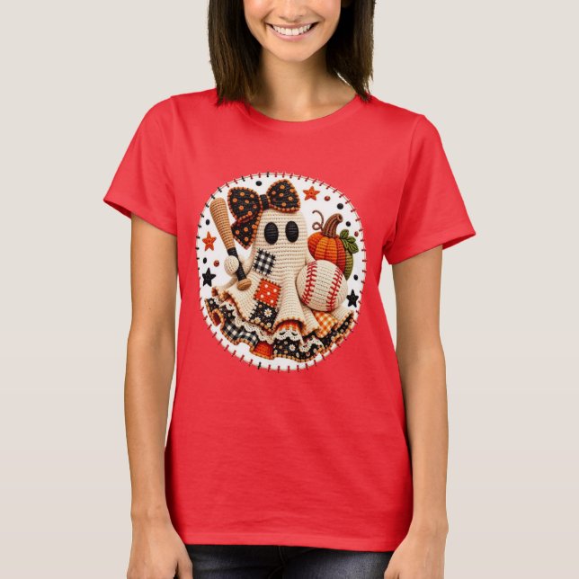 Baseball-Halloween-Patchwork T-Shirt (Vorderseite)