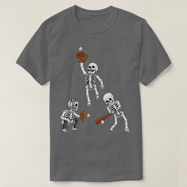Baseball Halloween Skelette Hitter Catcher Boys K T-Shirt (Design vorne)