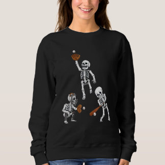 Baseball Halloween Skelette Hitter Catcher Jungen  Sweatshirt