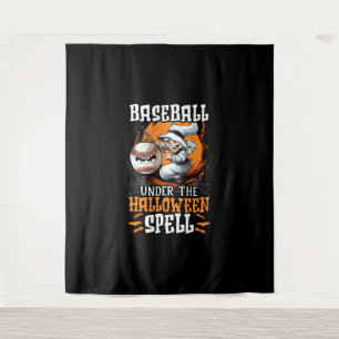 Baseball-Halloween-Süßigkeiten oder Saures Basebal Wandteppich