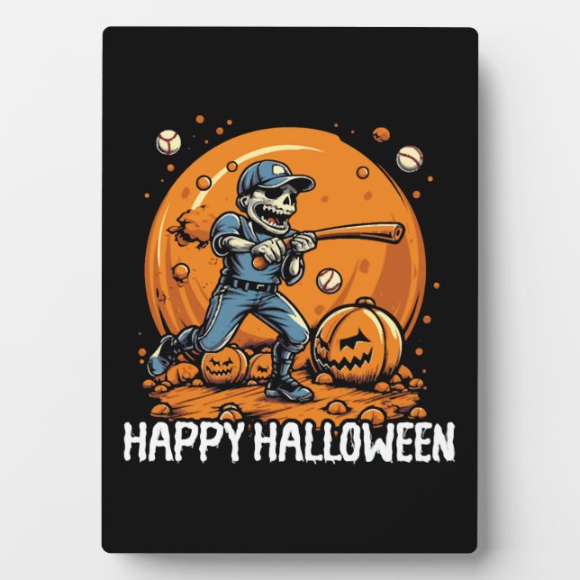 Baseball Halloween Trick oder Treatment Baseball-S Fotoplatte (Vorderseite)