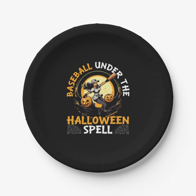 Baseball Halloween Trick oder Treatment Baseball-S Pappteller (Vorderseite)