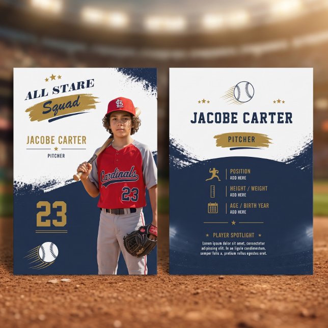 Baseball-Handel Modern Navy Editierbar Telefonnummerkarte (Von Creator hochgeladen)