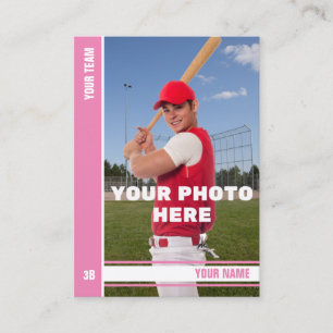 Baseball-Handelskarte mit rosa Streifen - Benutzer Telefonnummerkarte