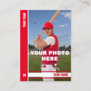 Baseball-Handelskarte mit rotem Streifen - Benutze Telefonnummerkarte