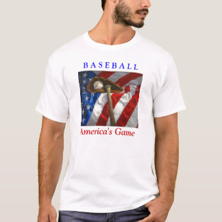 Baseball, Handschuh, Fledermaus und amerikanische T-Shirt