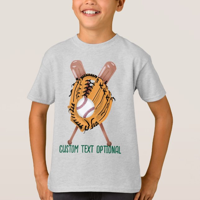 Baseball, Handschuh und Schläger T-Shirt (Vorderseite)