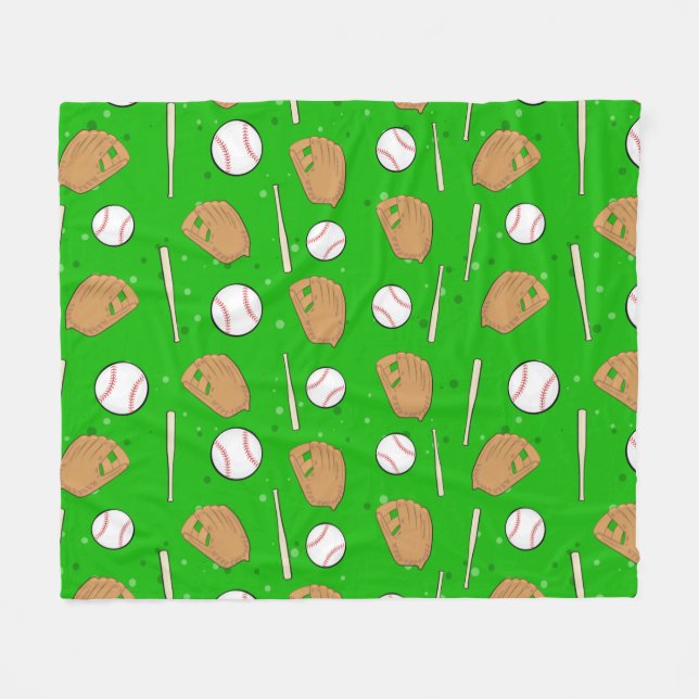 Baseball - Handschuhe, Bälle & Schläger nahtloses  Fleecedecke (Vorderseite (Horizontal))
