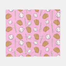 Baseball - Handschuhe, Bälle und Schläger auf rosa