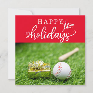 Baseball Happy Holidays mit Ballschläger und Hands Karte