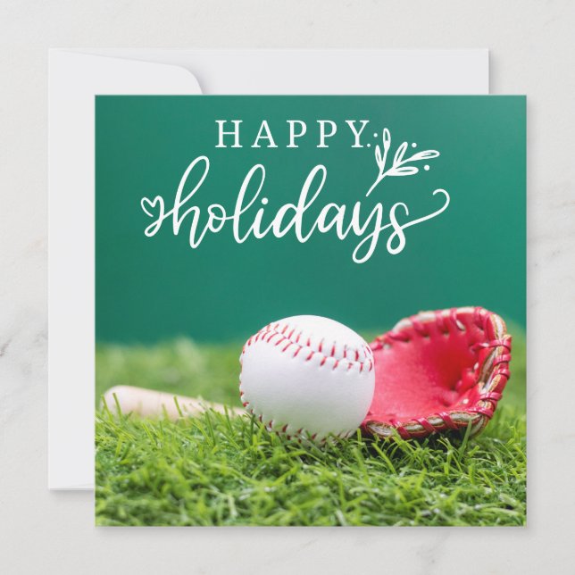 Baseball Happy Holidays mit Ballschläger und Hands Karte (Vorderseite)
