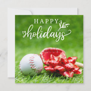 Baseball Happy Holidays mit Ballschläger und Hands Karte
