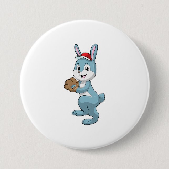 Baseball-Hase mit Baseball-Handschuh Button (Vorderseite)