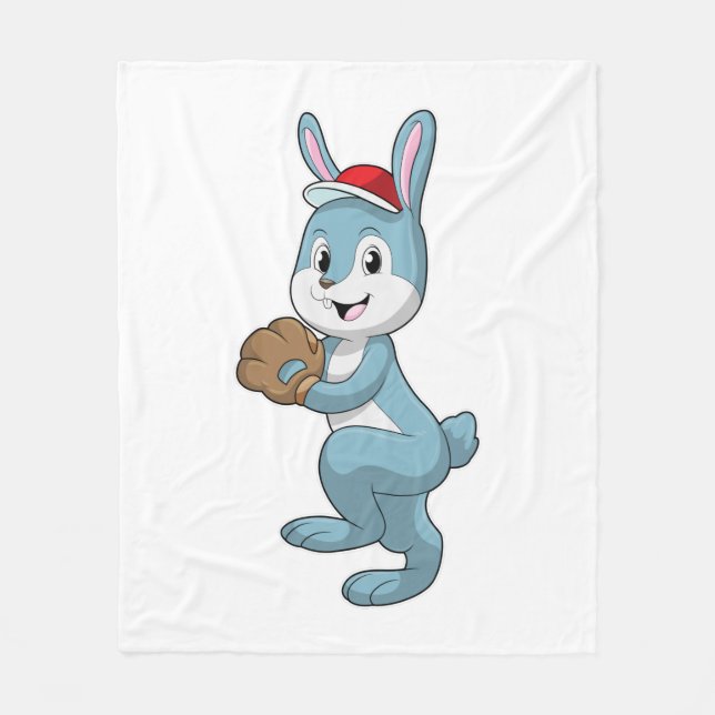 Baseball-Hase mit Baseball-Handschuh Fleecedecke (Vorderseite)