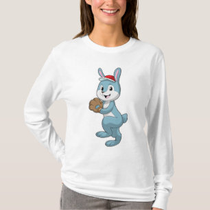 Baseball-Hase mit Baseball-Handschuh T-Shirt