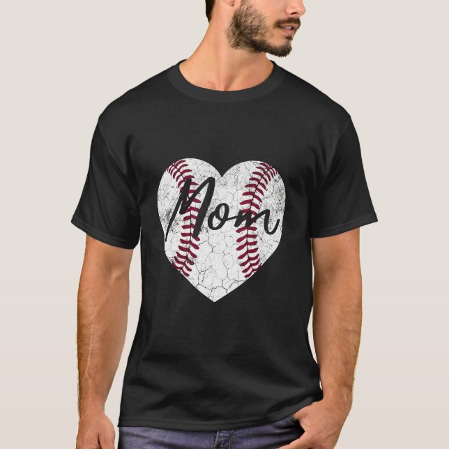 Baseball He Mom Softball Mother'S Day T-Shirt (Vorderseite)