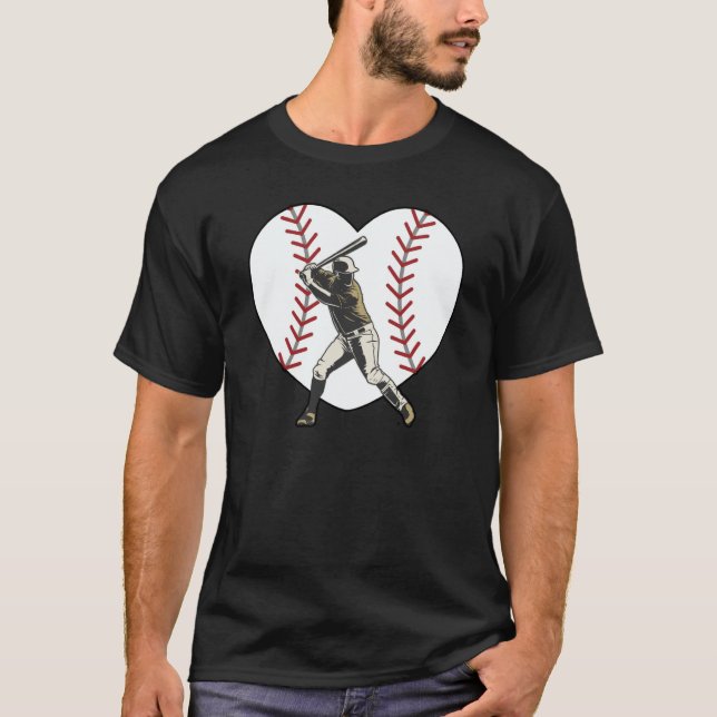 Baseball Heart Batter Hitter Baseball Player Fan C T-Shirt (Vorderseite)