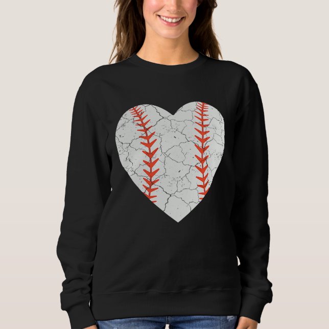 Baseball Heart Love Valentines Day Sport Player Co Sweatshirt (Vorderseite)