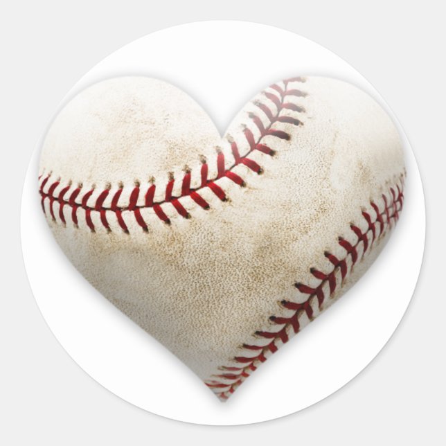 Baseball Heart Runder Aufkleber (Vorderseite)