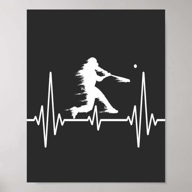 Baseball Heartbeat lustige Baseball-Spieler Poster (Vorne)