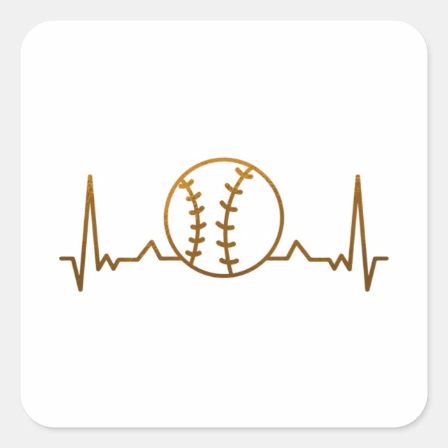 Baseball Heartbeat Quadratischer Aufkleber (Vorderseite)