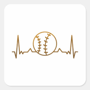 Baseball Heartbeat Quadratischer Aufkleber