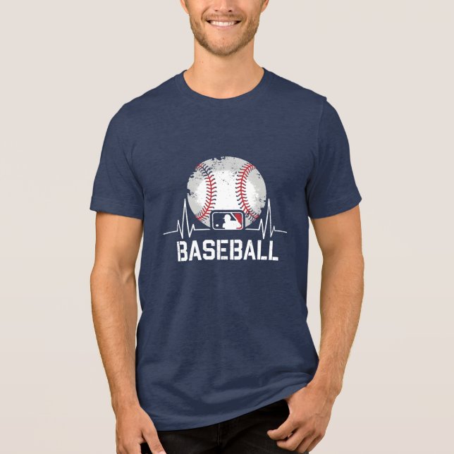 Baseball Heartbeat T - Shirt - Moderne Not (Vorderseite)