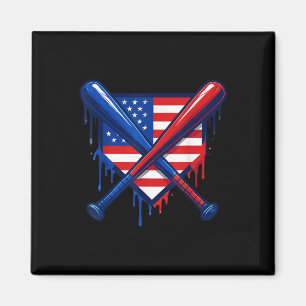 Baseball-Heimplatte-Drip-Jungen-Eiscreme-Us-Flagge Magnet