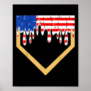 Baseball-Heimspielfeld-Tropf-Jungen-Eiscreme-Us-Fl Poster