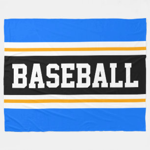 BASEBALL Hellblau Orange Schwarz Sportliche Streif Fleecedecke