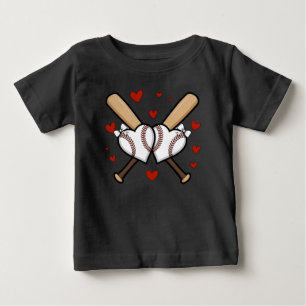 Baseball-Herz-Design mit Schlägern und Schleifen Baby T-shirt