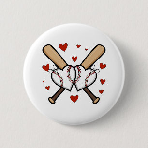Baseball-Herz-Design mit Schlägern und Schleifen Button
