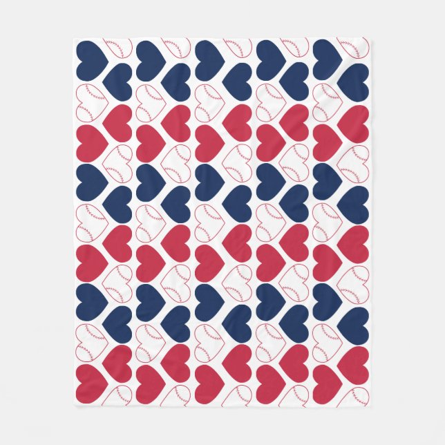 Baseball-Herz Fleecedecke (Vorderseite)