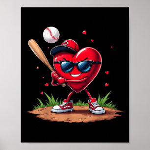 Baseball Herz Funny Valentinstag Design Baseball Poster