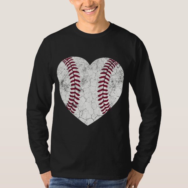 Baseball Herzspass Mama Vater Männer Softballgesch T-Shirt (Vorderseite)