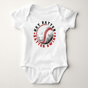 Baseball Hey Batter Swing Baby Strampler