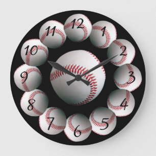 Baseball-Hintergrunduhr Große Wanduhr