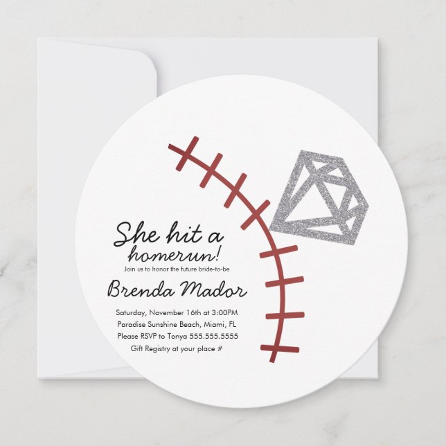 Baseball Homerun Diamond Gem Brautparty laden Save The Date (Vorderseite)
