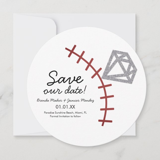 Baseball Homerun Diamond Gem Save The Date (Vorderseite)
