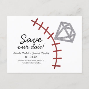 Baseball Homerun Diamond Gem Save the Date Ankündigungspostkarte