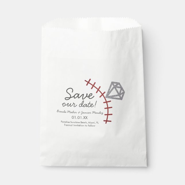 Baseball Homerun Diamond Gem Save the Date Geschenktütchen (Vorderseite)