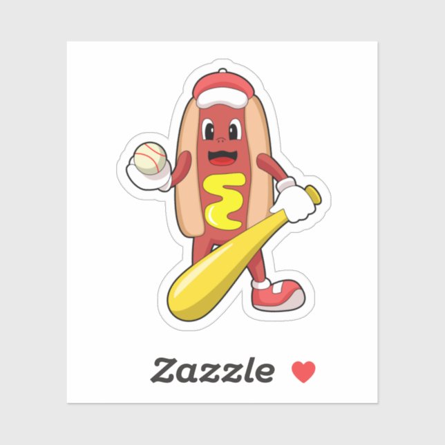 Baseball-Hotdog mit Baseball-Fledermaus Aufkleber (Blatt)
