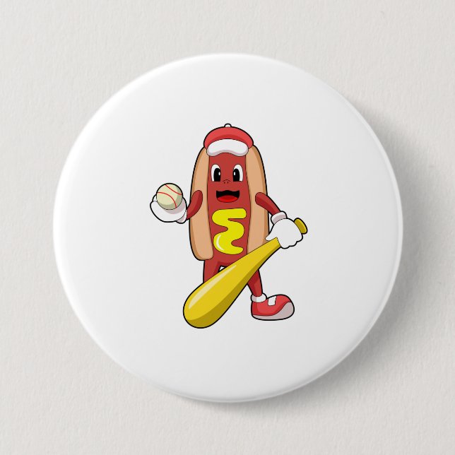 Baseball-Hotdog mit Baseball-Fledermaus Button (Vorderseite)